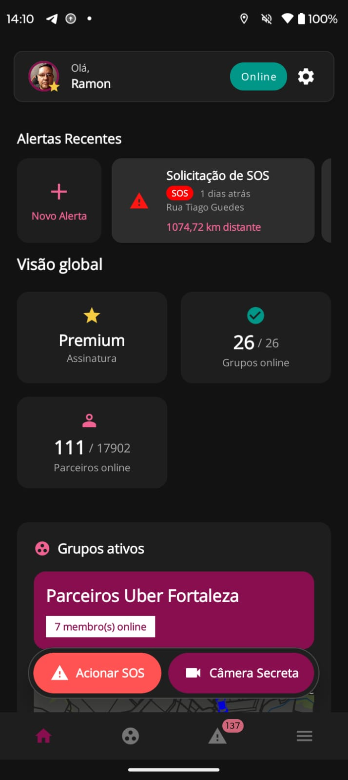 DriveSocial 4.0 - Painel Inicial e Central de Segurança